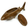 Requin en Miro bois de rose Umete polynésien boîte à offrandes (ouvert)