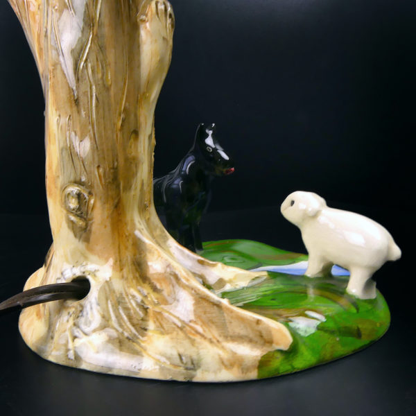 Petite lampe de chevet rétro Le Loup et l'Agneau Années 60/70 (détail)