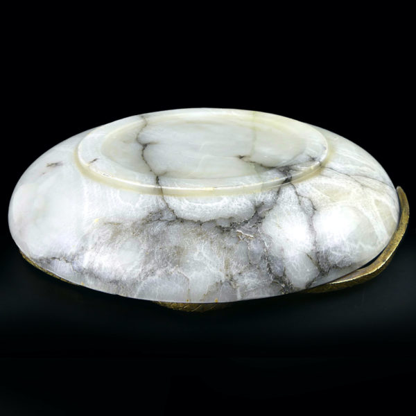 Coupelle serpent Stile Liberty en bronze et marbre Italie 1920 (dessous 3/4)