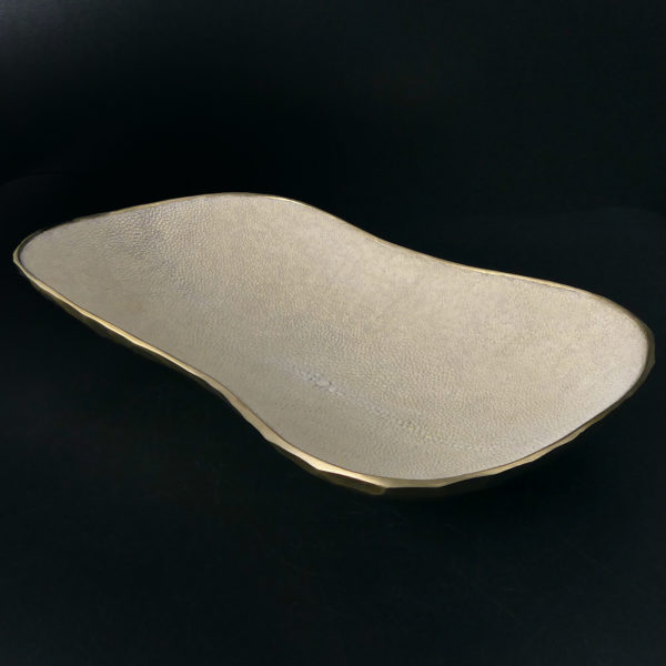 Vide-poches en cuir de galuchat blanc cassé et laiton Ginger Brown (3/4)