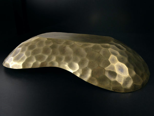 Vide-poches en cuir de galuchat blanc cassé et laiton Ginger Brown (dessous 3/4)