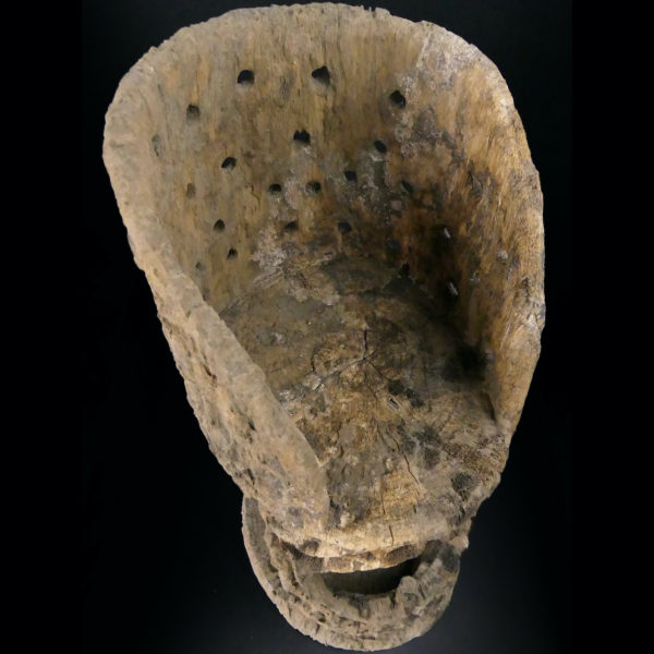 Korwar en bois dur érodé sculpté réceptacle de l'âme d'un ancêtre (dessus)