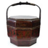 Bakul Sia chinois panier de mariage ancien en bambou laqué (face)
