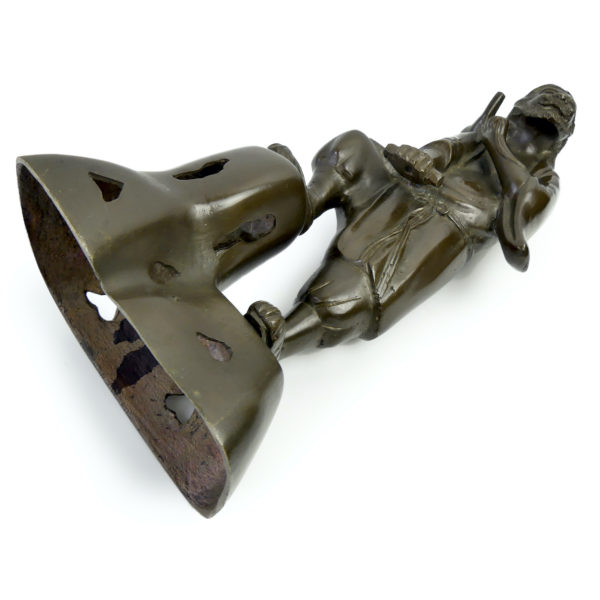 Bronze patiné vieil homme finement détaillé Antiquité Indochine (dessous 3/4)