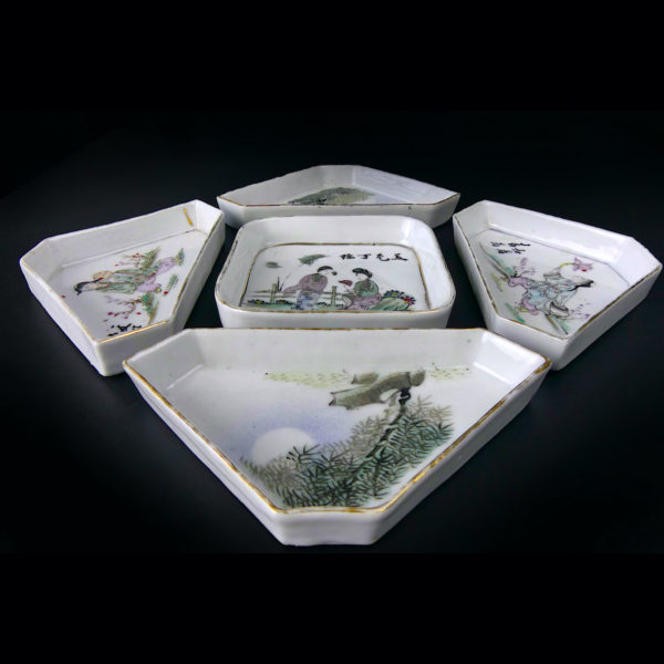 Cabaret chinois de 5 petits bols à viandes porcelaine Qianjiang cai XIXe (3/4)