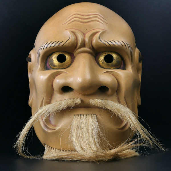 Masque Beshimi Akujo en bois de cyprès Théâtre nô Période Shōwa (face)