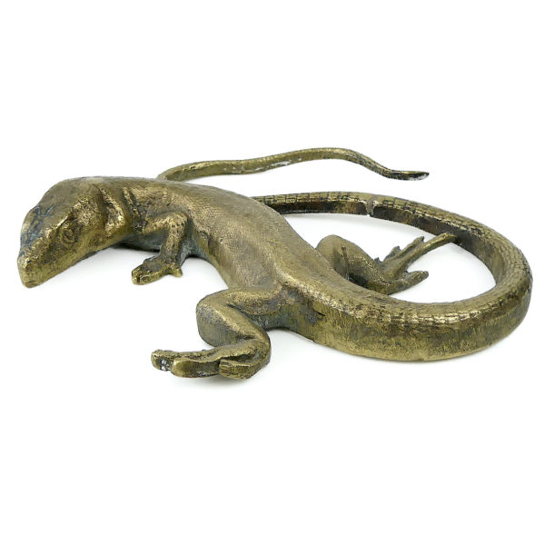 Petit lézard en bronze patiné Lézardet Bronze animalier (3/4 dos)