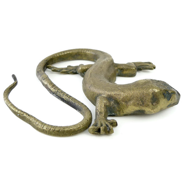 Petit lézard en bronze patiné Lézardet Bronze animalier (face)