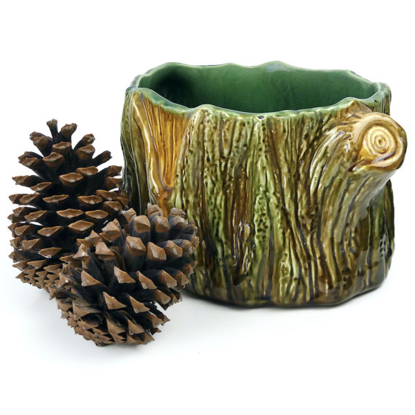 Cache-pot souche d’arbre en barbotine Faïence de Vallauris (proportion)