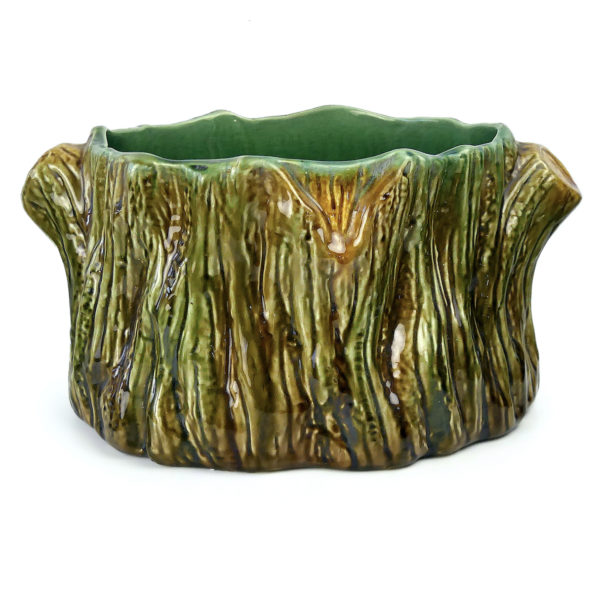 Cache-pot souche d’arbre en barbotine Faïence de Vallauris (face)