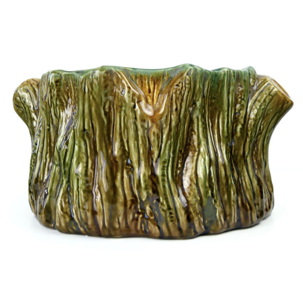 Cache-pot souche d’arbre en barbotine Faïence de Vallauris (face)