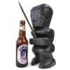 Tiki maohi à la lance en bois sombre massif Polynésie (proportion)