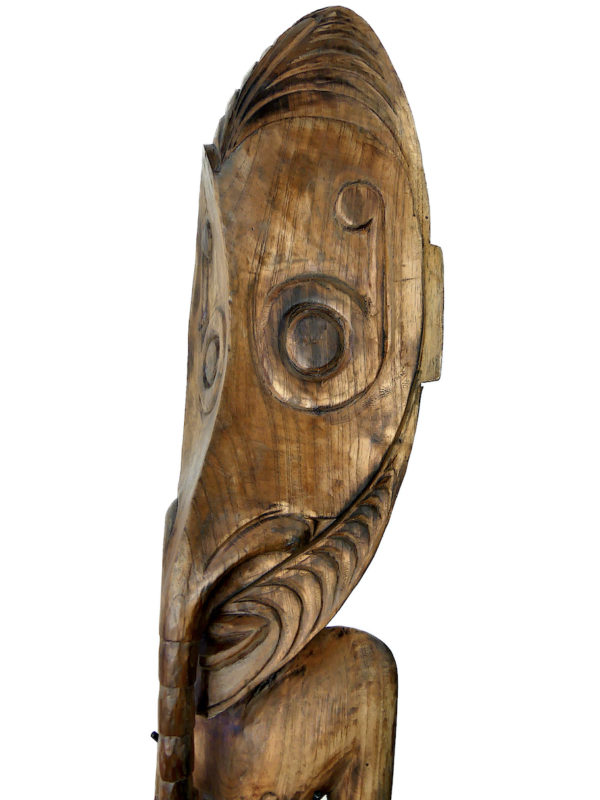 Grand crochet de suspension papou en bois sur socle Iatmul Moyen-Sépik (détail)