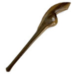 Beau bâton knobkierrie cranté ancien en bois précieux veiné (profil)