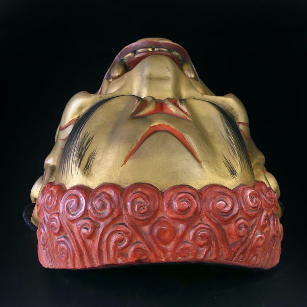 Masque doré Fudō Myōō signé théâtre nô Acala Japon Ère Heisei (dessus)