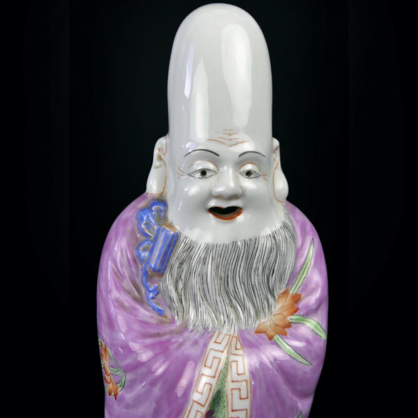Porcelaine Fukurokuju Dieu taoïste du bonheur Fin XIXe Chine (détail)