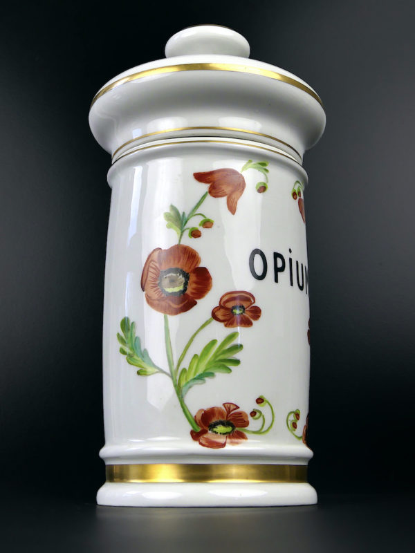 Pot d’apothicaire Coquelicots ancien en porcelaine de Limoges (3/4)