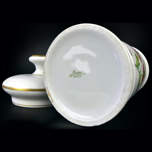 Pot d’apothicaire Coquelicots ancien en porcelaine de Limoges (dessous 3/4)