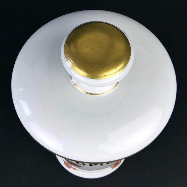 Pot d’apothicaire Coquelicots ancien en porcelaine de Limoges (dessus 3/4)