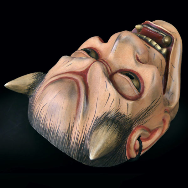 Masque nô Yakan renard des champs en bois de cyprès Ère Heisei
(dessus 3/4)