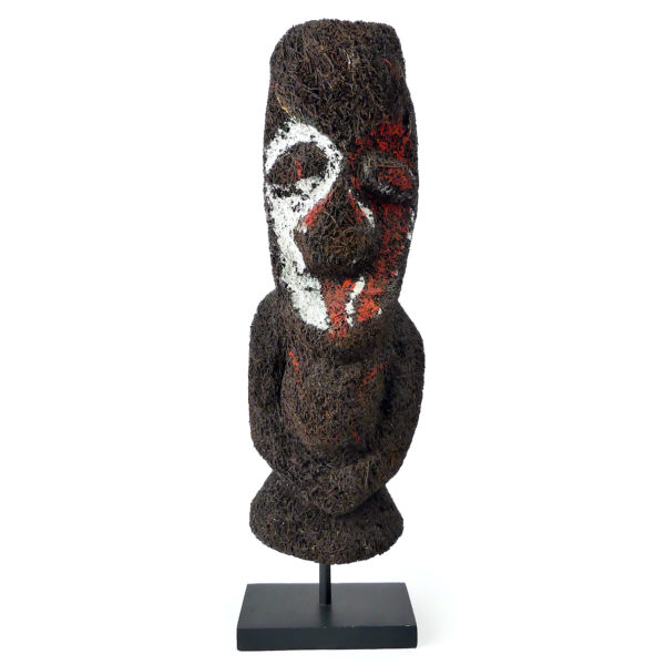 Totem de rang Vanuatu rare et authentique en bois de Cyathea (face)