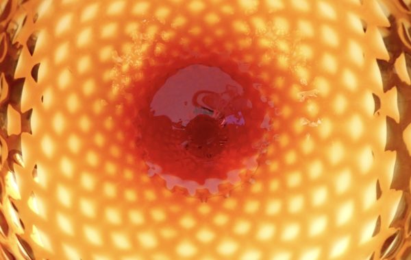 Grand verre à pied verre soufflé bouche Années 60 Murano Italie (détail)