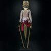 Marionnette javanaise Wayang ancienne jeune prince sur socle (dos)