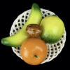 Petite corbeille à fruits en barbotine Années 60 Vallauris (dessus)
