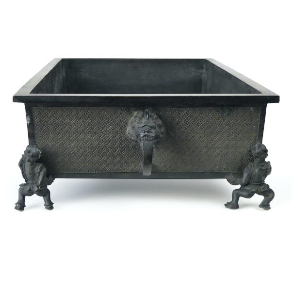 Superbe Suiban ancien rare en bronze Seimin ju Japon Ère Bunsei (profil)