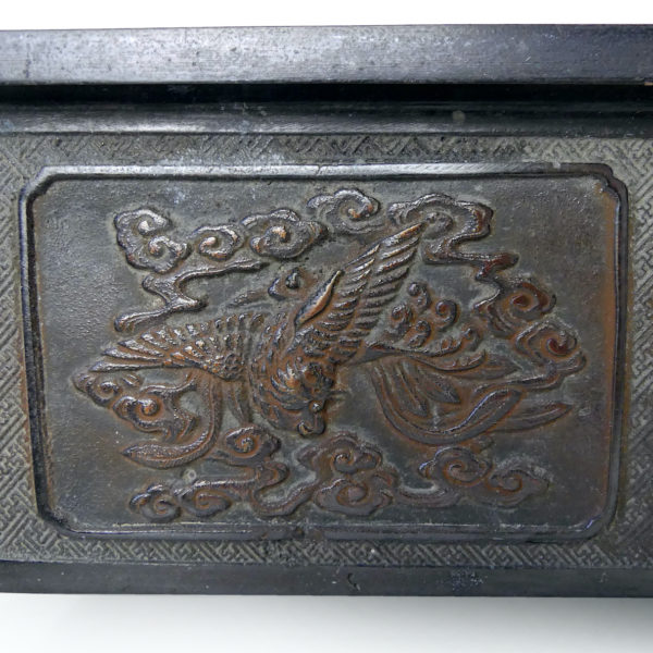 Superbe Suiban ancien rare en bronze Seimin ju Japon Ère Bunsei (détail)