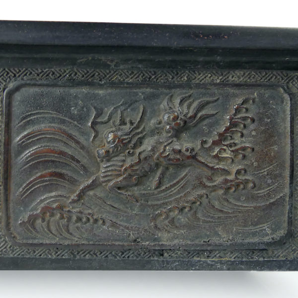 Superbe Suiban ancien rare en bronze Seimin ju Japon Ère Bunsei (détail)