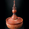 Grand offertoire birman Hsun-ok bambou tourné laqué rouge Myanmar (couvercle)