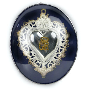 Grande offrande votive cœur sacré verre bombé Ex-voto (face)