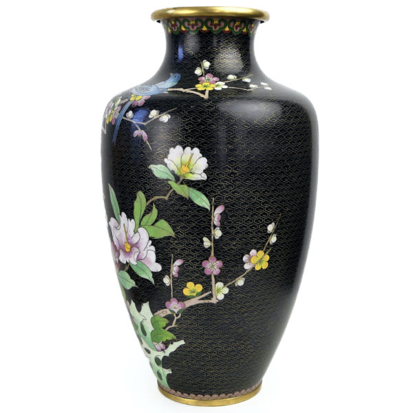 Grand pot cloisonné japonais décor floral ère shōwa émail sur cuivre – Image 3
