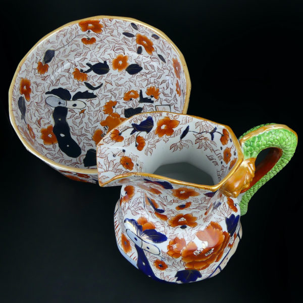 Ensemble pichet et bassin Imari en porcelaine anglaise Ironstone China