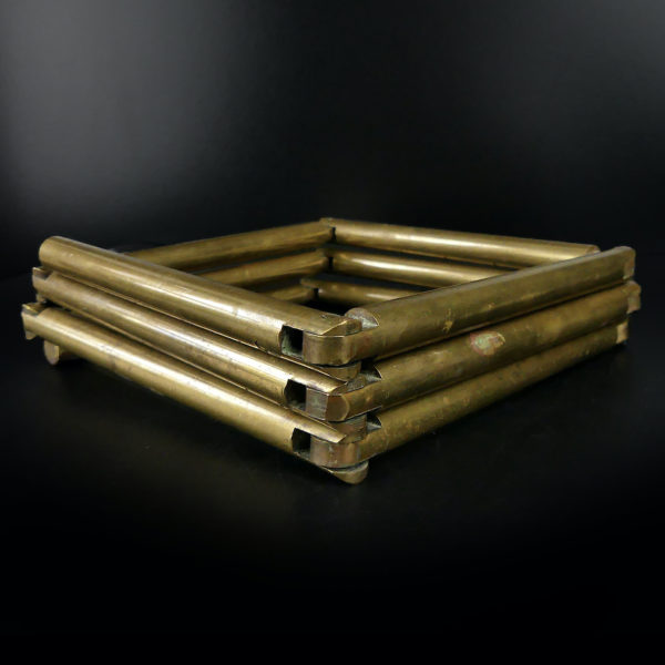 Pige ancienne pliable en laiton massif anglaise graduée en pouces (3/4)