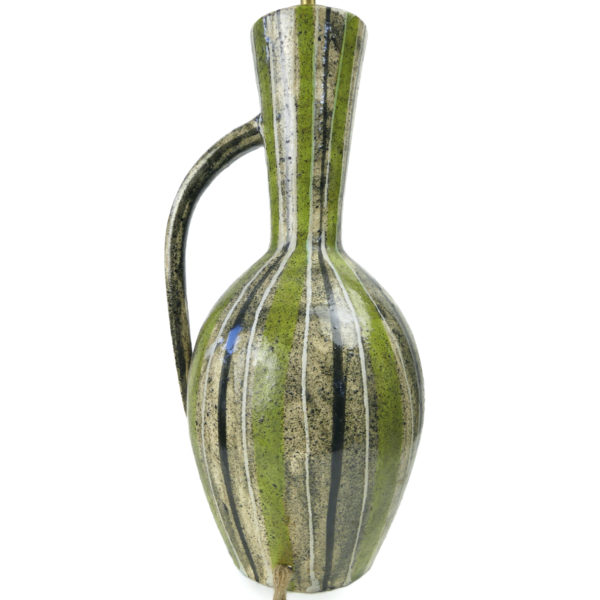 Grande lampe de table en céramique à rayures des années 50 (détail)