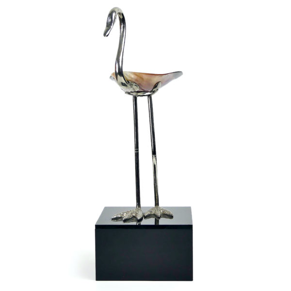 Echassier coquille Modiolus modiolus et métal plaqué rhodium (face)