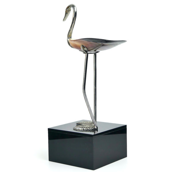 Echassier coquille Modiolus modiolus et métal plaqué rhodium (3/4 dos)