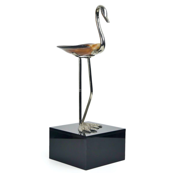 Echassier coquille Modiolus modiolus et métal plaqué rhodium (3/4)