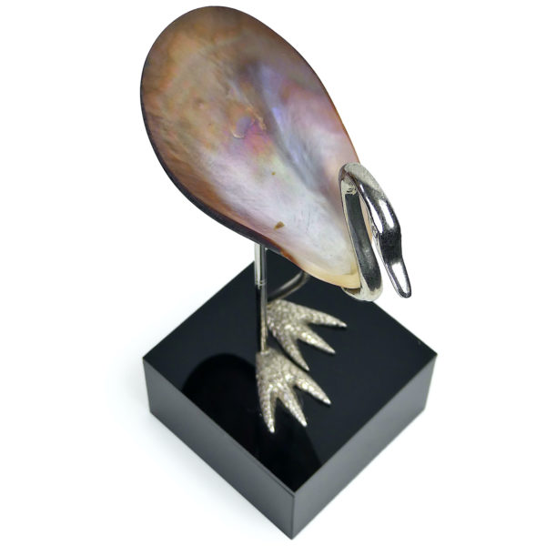 Echassier coquille Modiolus modiolus et métal plaqué rhodium (dessus 3/4)