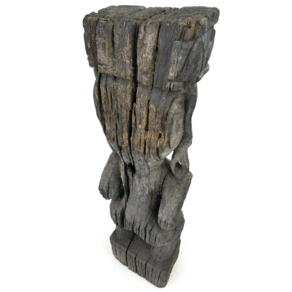 Grande statue Modang Kalimantan Dayak en bois de fer de Bornéo (dessus 3/4)