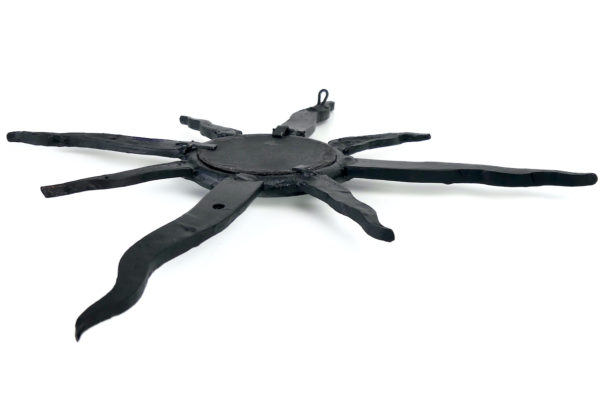 Petit miroir soleil noir œil de sorcière bombé métallique Mi-XXe (dos 3/4)