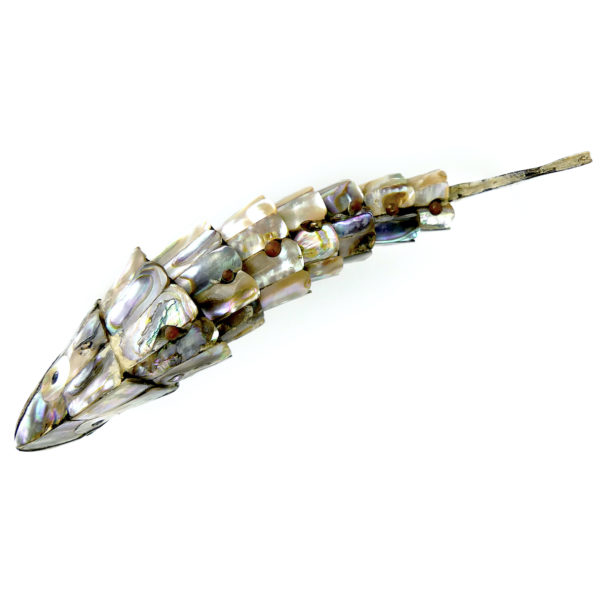 Décapsuleur poisson articulé nacre d’ormeau et argent Mexique Mi-XXe (dessus)