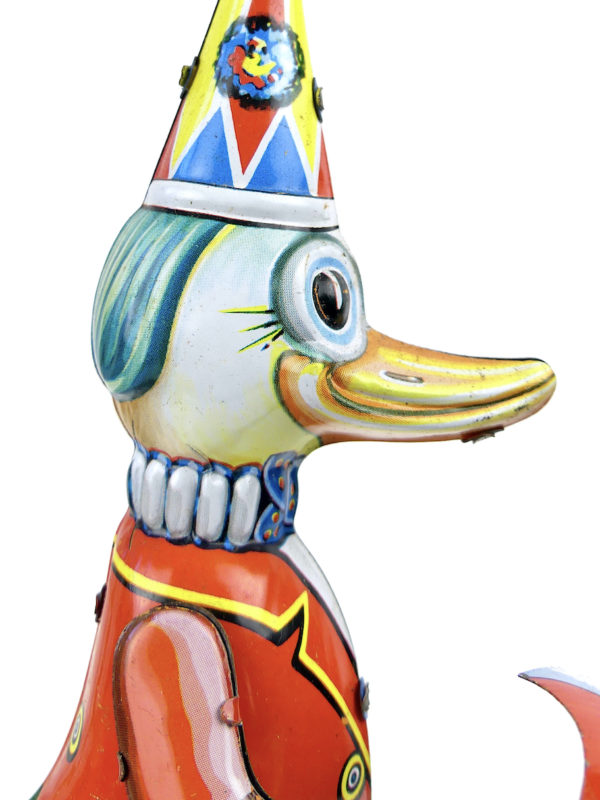Canard clown mécanique vintage des années 70/80 Tucher Walther RFA (détail)