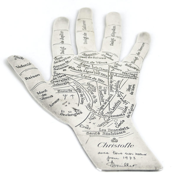 Main divinatoire et astrologique en métal argentée Christofle 1973 (3/4)