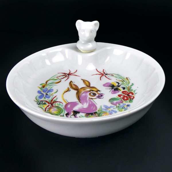 Petite assiette chauffante ancienne en porcelaine de Limoges (face)