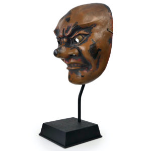 Grand masque Kitoku Bugaku sur socle Japon Shōwa (3/4)