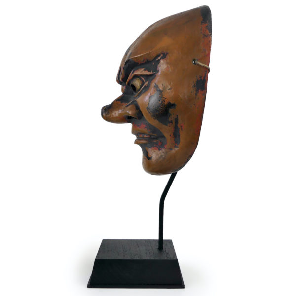 Grand masque Kitoku Bugaku sur socle Japon Shōwa (profil)