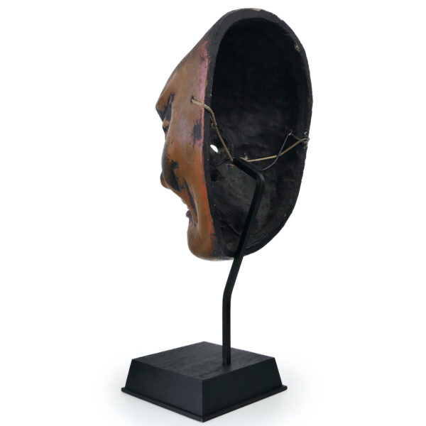 Grand masque Kitoku Bugaku sur socle Japon Shōwa (3/4 dos)